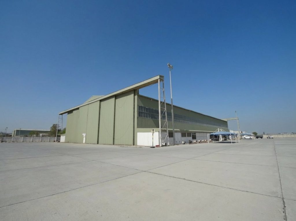The Dolphin Air hangar seen from the apron, Dubai